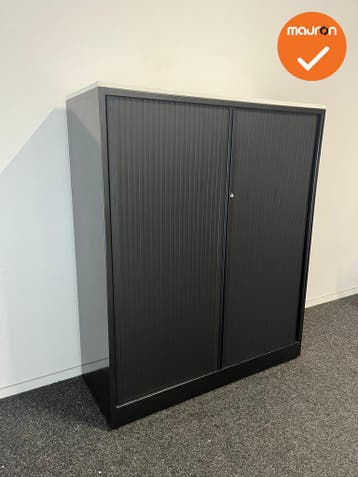 Roldeurkast - Ahrend - 144x120x45cm - zwart, Werkplek, Ophalen of Verzenden, Gebruikt, Kast
