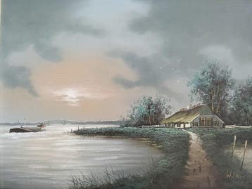 Wilhelm Kloos (1947) - Rust over de rivier, Antiek en Kunst