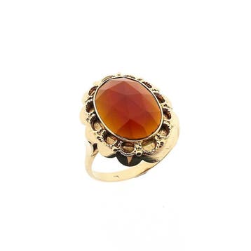 Vintage gouden ring met carneool, 18 tot 19, Gebruikt, Ophalen of Verzenden, Met edelsteen