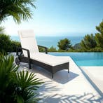 Wicker ligbed met wielen - zwart/beige, Verzenden, Nieuw