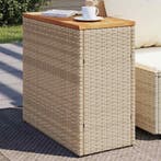 Tuinbijzettafel met houten blad 58x27,5x55 cm poly rattan be, Verzenden, Nieuw