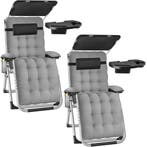 Ligstoel Cloud II met zonnekap, opvouwbaar - lichtgrijs, Set, Verzenden, Nieuw