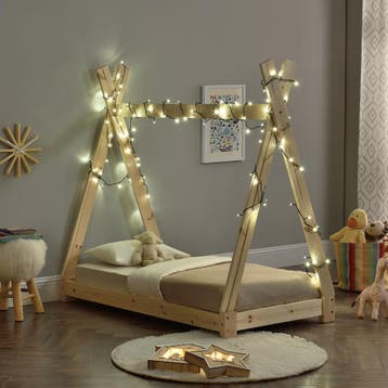 Kinderbed Onejda Tipi grenen met bedbodem 70x140 cm hout, Verzenden, Nieuw
