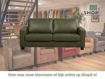 Leren bank Energy - 2,5 zits - Granada Moss (olijf/groen) -, Huis en Inrichting, Banken | Bankstellen, 150 tot 200 cm, Nieuw, Ophalen of Verzenden