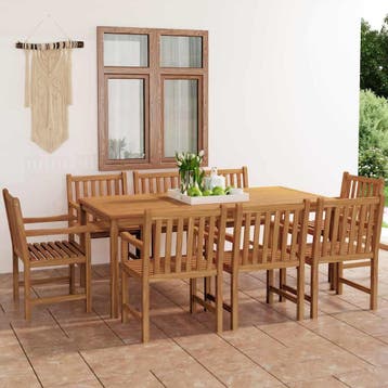 vidaXL 9-delige tuinset 200x100 cm massief teakhout, Tuin en Terras, Verzenden