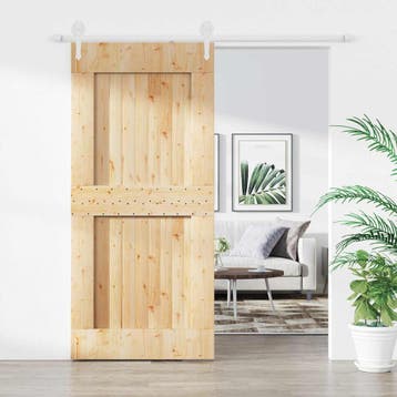 vidaXL Schuifdeur Natuurlijk en Wit 100 x 210 cm Massief, Verzenden, Nieuw