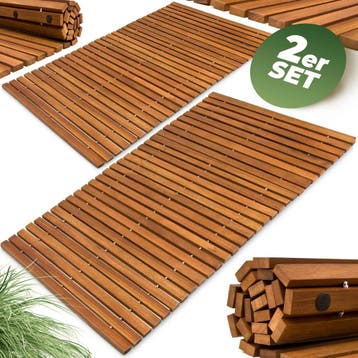 Badmat 76x50cm Acacia FSC®-gecertificeerd , Set van 2, Huis en Inrichting, Verzenden, Nieuw