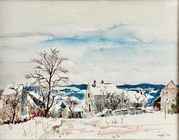 Georges Hosotte (1936) - Neige près de Vézelay, 1991 Grande, Antiek en Kunst