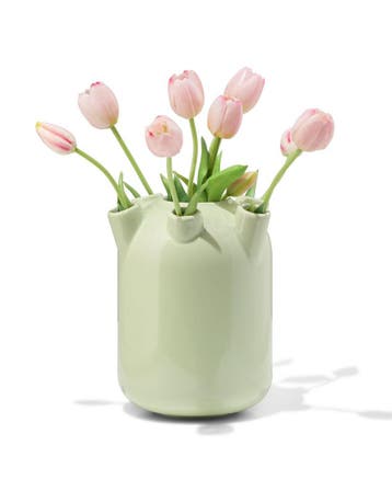 HEMA Tulpenvaas 15x21cm keramiek groot groen, Verzenden, Nieuw