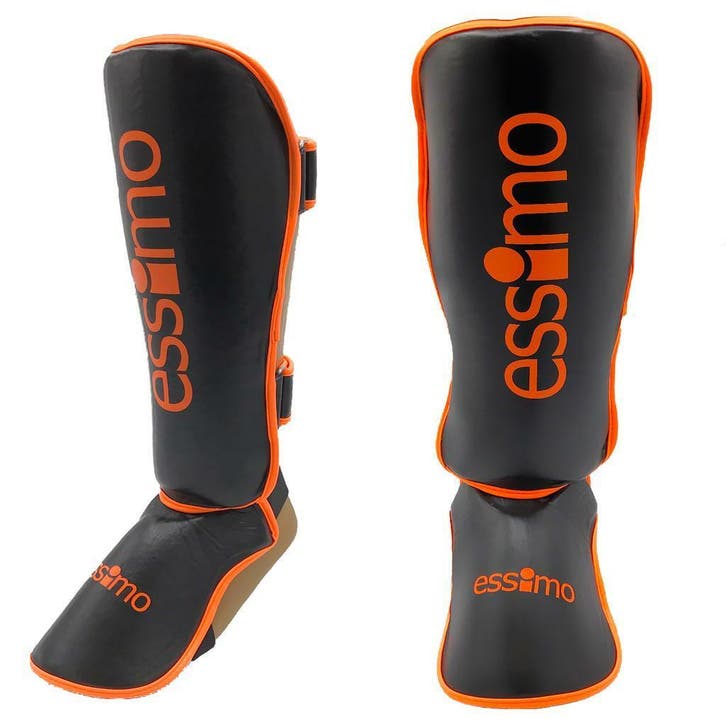 Essimo Shin-Instep Compact Flex PU - Zwart/Neon Oranje, Sport en Fitness, Vechtsporten en Zelfverdediging, Nieuw, Ophalen of Verzenden