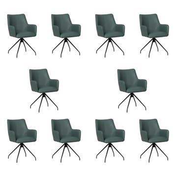 Set van 10 Leren draaibare eetkamerstoelen Wave - Toledo, Huis en Inrichting, Stoelen, Ophalen of Verzenden, Nieuw, Leer, Vijf, Zes of meer stoelen