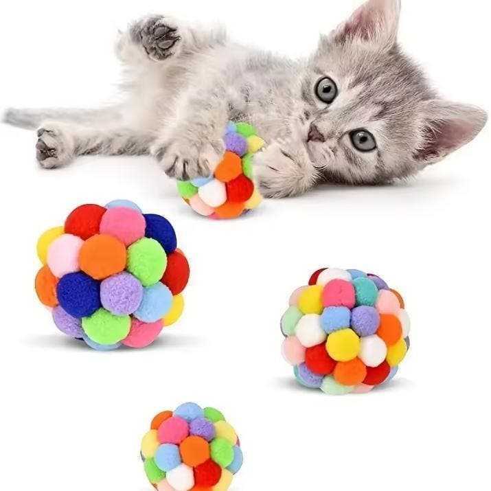 Kattenspeelgoed Ballen Set Pluche Nylon met Bel, Dieren en Toebehoren, Knaagdieren en Konijnen | Toebehoren, Nieuw, Verzenden