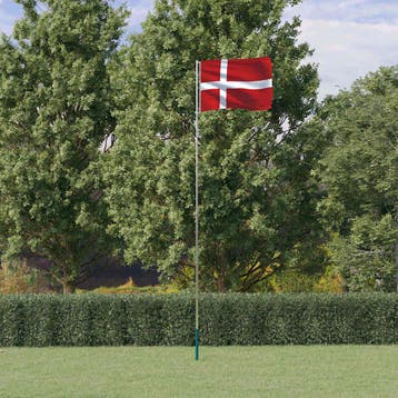 vidaXL Vlag met vlaggenmast Denemarken 5,5 m aluminium, Diversen, Verzenden, Nieuw