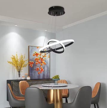 Moderne Zwarte LED Hanglamp – Design Plafondlamp 2 Ringen, Verzenden, Nieuw