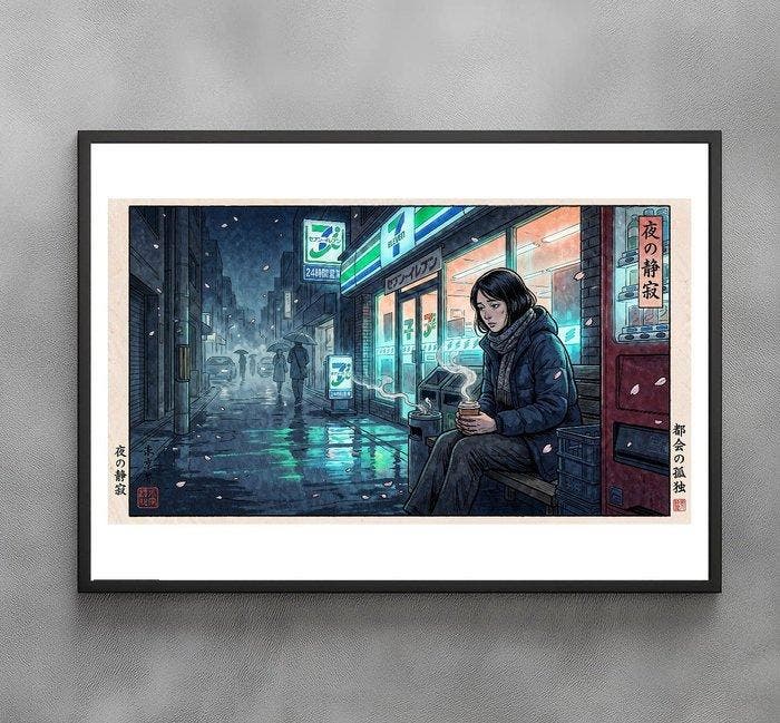 Sato Hageshi - Tokyos Nightlife - Signed and Numeroted 1/1, Antiek en Kunst, Kunst | Designobjecten