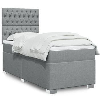 vidaXL Boxspring met matras stof lichtgrijs 80x200 cm, Eenpersoons, Verzenden, Nieuw, 80 cm