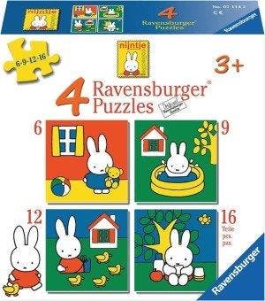 nijntje 6+9+12+16 stukje -4 Puzzels 6/9/12/16 stukjes, Ophalen of Verzenden, Nieuw