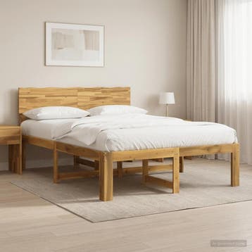 vidaXL Tweepersoonsbed met hoofdeinde ROSTOCK Wit 140 x 200, Huis en Inrichting, Verzenden, Wit, Hout, Nieuw