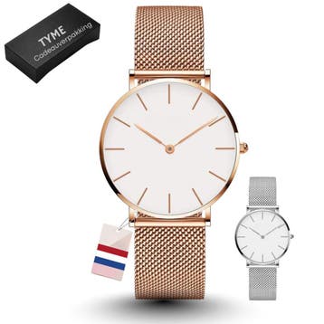 Tyme Ibiza Dames Horloge - 36mm Wit/Zilver - Goed Leesbaar, Ophalen of Verzenden, Gebruikt