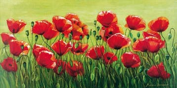 Kunstdruk Marianne Bernhardt - Klatschmohnwiese 100x50cm, Verzenden, Nieuw