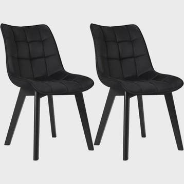 Set van 2 fluwelen eetkamerstoelen met rugleuning en houten, Verzenden, Nieuw