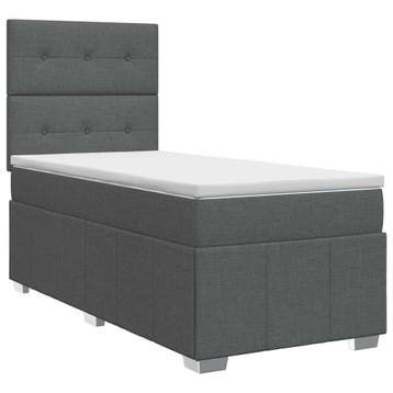 vidaXL Boxspringbed met matras Donkergrijs 80 x 200 cm Stof, Verzenden, Nieuw