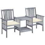 vidaXL Tuinstoelen met tafeltje en kussens massief, Tuin en Terras, Verzenden, Nieuw, Hardhout, Tuinset