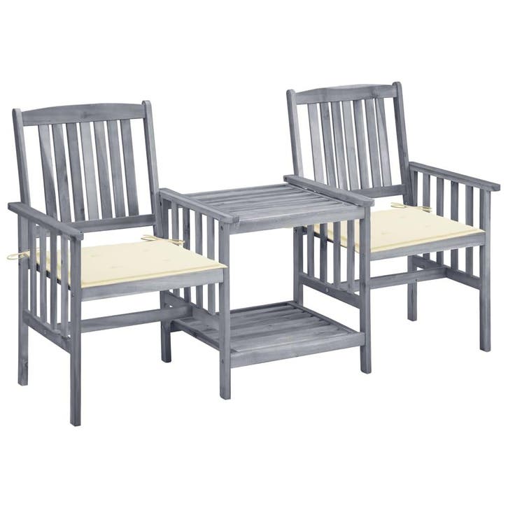 vidaXL Tuinstoelen met tafeltje en kussens massief, Tuin en Terras, Tuinsets en Loungesets, Tuinset, Nieuw, Hardhout, Verzenden
