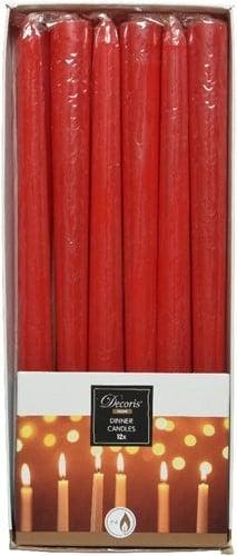 Kaarsen Dinner Wax Kerstrood 25 cm Ø2,15 doos 12 stuks, Ophalen of Verzenden, Nieuw