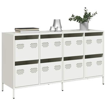 vidaXL Dressoir 135x39x73,5 cm koudgewalst staal wit, Verzenden, Nieuw, Metaal, Minder dan 50 cm