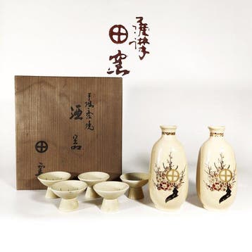 Bak - Porselein - 1950-1960 - Satsumayaki Sake Set,2+4