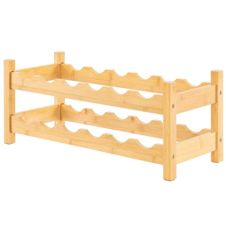 LIVSK 2-laags Bamboe Wijnrek voor 12 Flessen - Compact en St, Huis en Inrichting, Woonaccessoires | Kisten, Nieuw, Verzenden