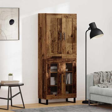 vidaXL buffetkast 2 st Oudhout 69,5 x 34 x 180 cm Bewerkt, Minder dan 50 cm, Verzenden, Nieuw, Minder dan 100 cm