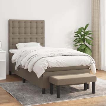 vidaXL Boxspring met matras stof taupe 100x200 cm, 100 cm, Eenpersoons, Verzenden, Nieuw