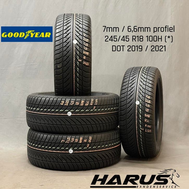 245/45/18 100H Goodyear winterbanden 7/6,6mm profiel 4X, Auto-onderdelen, Banden en Velgen, 18 inch, Erkend duurzaam, Winterbanden