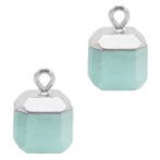 1 x Natuursteen hangers square Icy morn blue-silver Jade, Ophalen of Verzenden, Nieuw, Bedel