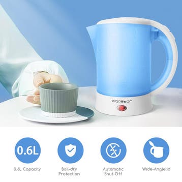 Waterkoker - Elektrisch  - 0.6L - 650W - Blauw •, Verzenden, Zo goed als nieuw