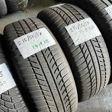 2 x Continental 215-55-17 Winterbanden 5,5mm, 17 inch, Band(en), Personenwagen, Gebruikt