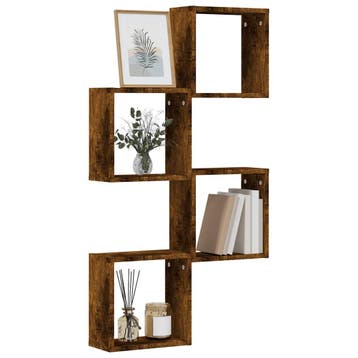 vidaXL Wandrekken kubus 4 st 30x15x30 cm gerookt eiken, Verzenden, Nieuw