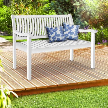 Houten Tuinbank - Weerbestendig - Zitbank - Wit - Tillvex®, Verzenden, Zo goed als nieuw