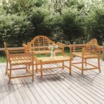 vidaXL 4-delige Loungeset massief teakhout, 4 zitplaatsen, Verzenden, Teakhout, Nieuw