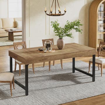 Industriële Eettafel voor 4-6 Personen - 140 cm Houtlook met, Huis en Inrichting, Verzenden, Nieuw