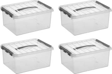Sunware Q-line Opbergbox Transparant/Grijs 15 liter Set van, Ophalen of Verzenden, Nieuw
