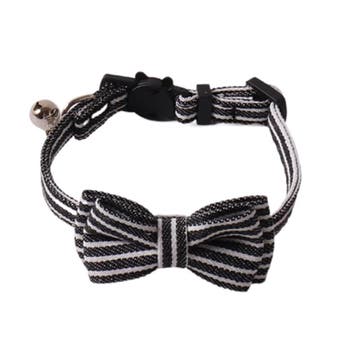 Kattenhalsband met strik Zwart Streep (Denim) (Halsband Set), Dieren en Toebehoren, Ophalen of Verzenden, Nieuw