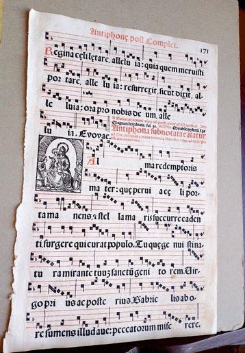 Catholic Church - Antiphonarium Romanum sheet Italian Venice