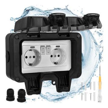 Dubbel Buitenstopcontact IP66 – Waterdicht 230V 16A – Opbouw, Ophalen of Verzenden, Nieuw