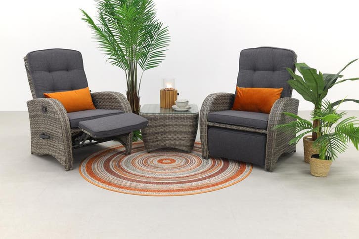 VDG Casablanca verstelbare stoel loungeset met bijzettafel -, Tuin en Terras, Tuinsets en Loungesets, Loungeset, Nieuw, Wicker