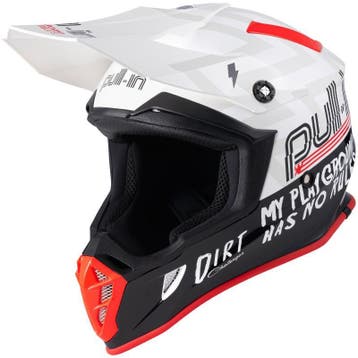 Crosshelm Pull In Dirt Wit / Rood | MAAT LARGE (59-60cm), Motoren, Kleding | Motorhelmen, Verzenden, Nieuw met kaartje, L, Offroadhelm