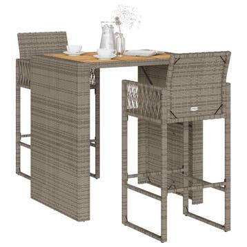 vidaXL 3-delige Tuinbarset zonder kussens poly rattan acacia, Verzenden, Nieuw, 2 zitplaatsen