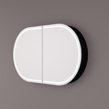 HIPP Design spiegelkast Ovaal Recht - Mat Zwart 45 x 90 x 13, Huis en Inrichting, Badkamer | Badkamermeubels, Ophalen of Verzenden